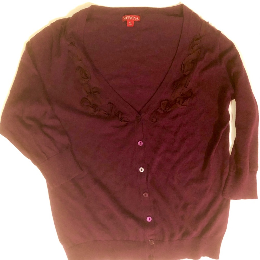 Purple MERONA XL sweater 3/4 sleeves never worn